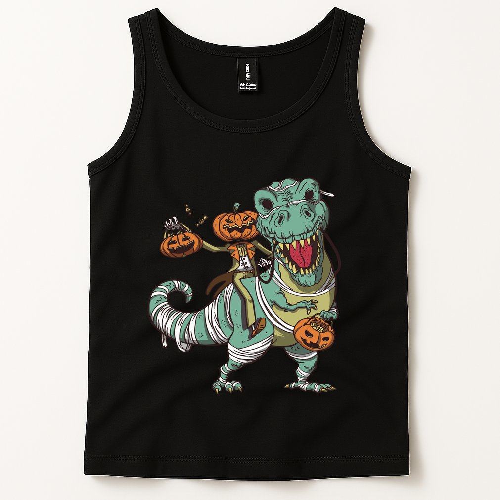 Jack O Lantern Riding T Rex Tank Top