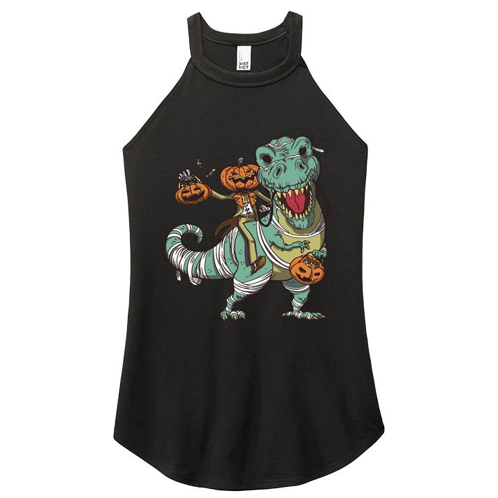 Jack O Lantern Riding T Rex Women's Perfect Tri Rocker Tank