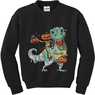 Jack O Lantern Riding T Rex Kids Sweatshirt