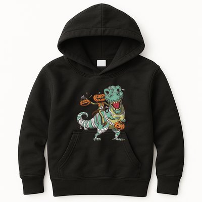Jack O Lantern Riding T Rex Kids Hoodie