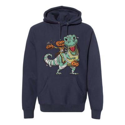 Jack O Lantern Riding T Rex Premium Hoodie