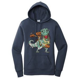 Jack O Lantern Riding T Rex Women's Pullover Hoodie