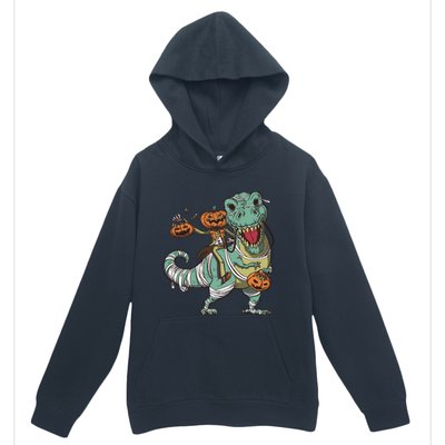 Jack O Lantern Riding T Rex Urban Pullover Hoodie