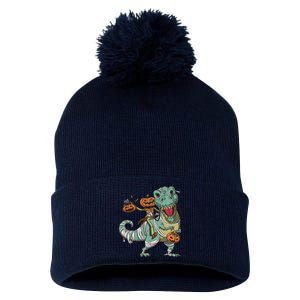 Jack O Lantern Riding T Rex Pom Pom 12in Knit Beanie