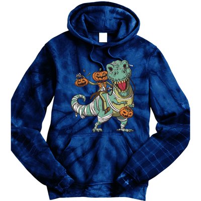 Jack O Lantern Riding T Rex Tie Dye Hoodie