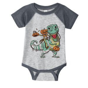 Jack O Lantern Riding T Rex Infant Baby Jersey Bodysuit