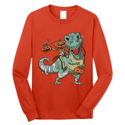 Jack O Lantern Riding T Rex Long Sleeve Shirt