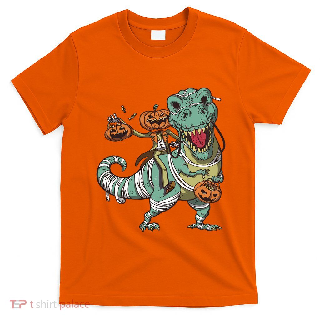Jack O Lantern Riding T Rex T-Shirt