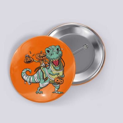 Jack O Lantern Riding T Rex Button