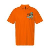 Jack O Lantern Riding T Rex Softstyle Adult Sport Polo