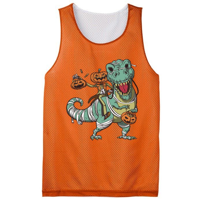 Jack O Lantern Riding T Rex Mesh Reversible Basketball Jersey Tank