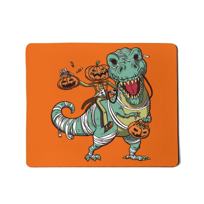 Jack O Lantern Riding T Rex Mousepad