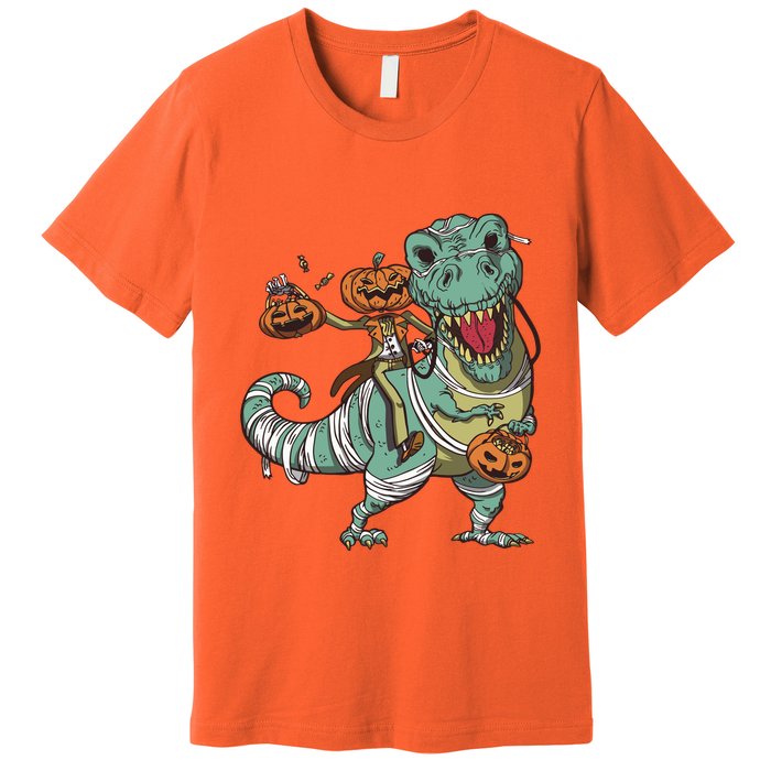 Jack O Lantern Riding T Rex Premium T-Shirt
