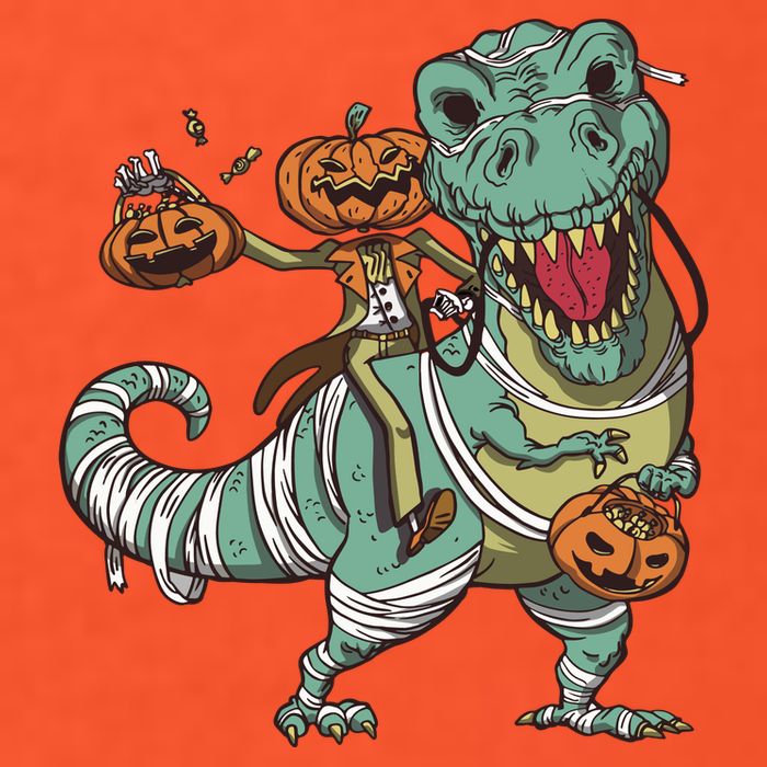 Jack O Lantern Riding T Rex Premium T-Shirt