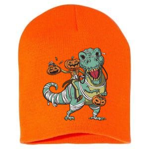 Jack O Lantern Riding T Rex Short Acrylic Beanie