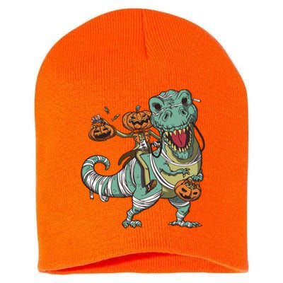 Jack O Lantern Riding T Rex Short Acrylic Beanie