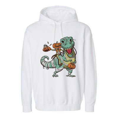 Jack O Lantern Riding T Rex Garment-Dyed Fleece Hoodie