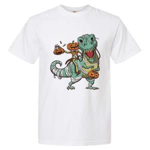 Jack O Lantern Riding T Rex Garment-Dyed Heavyweight T-Shirt