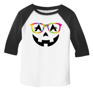 Jack O Lantern With Glasses Teacher Halloween Tie Dye Toddler Fine Jersey T-Shirt