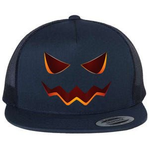 Jack O Lantern Pumpkin Face Halloween Costume Gift Flat Bill Trucker Hat