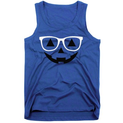 Jack O Lantern Pumpkin With Glasses Costume Halloween Tank Top