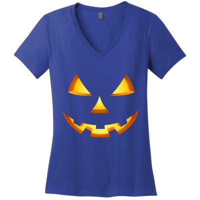 Jack O Lantern Halloween Diy Costume Pumpkin Face Gift Women's V-Neck T-Shirt