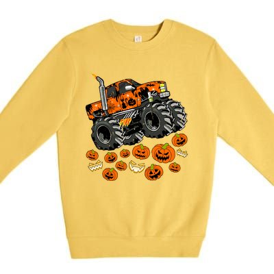 Jack O Lantern Pumpkin Monster Truck Halloween Costume Premium Crewneck Sweatshirt