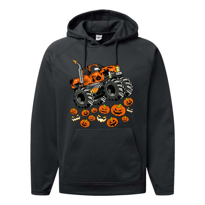 Jack O Lantern Pumpkin Monster Truck Halloween Costume Performance Fleece Hoodie