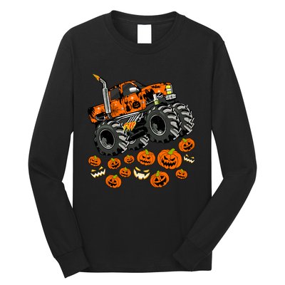 Jack O Lantern Pumpkin Monster Truck Halloween Costume Long Sleeve Shirt