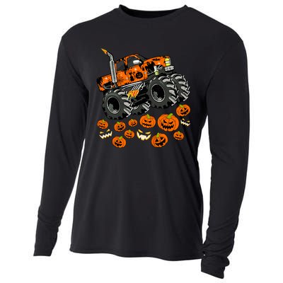 Jack O Lantern Pumpkin Monster Truck Halloween Costume Cooling Performance Long Sleeve Crew