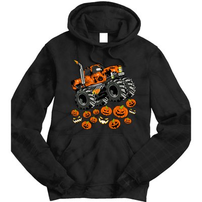 Jack O Lantern Pumpkin Monster Truck Halloween Costume Tie Dye Hoodie