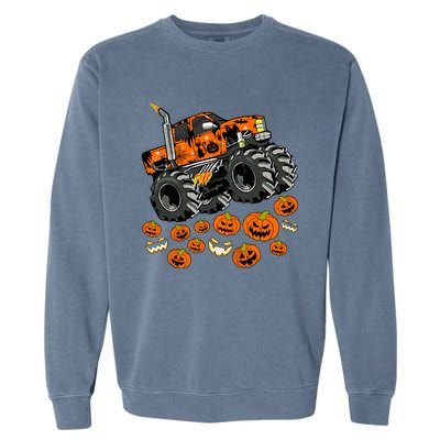 Jack O Lantern Pumpkin Monster Truck Halloween Costume Garment-Dyed Sweatshirt