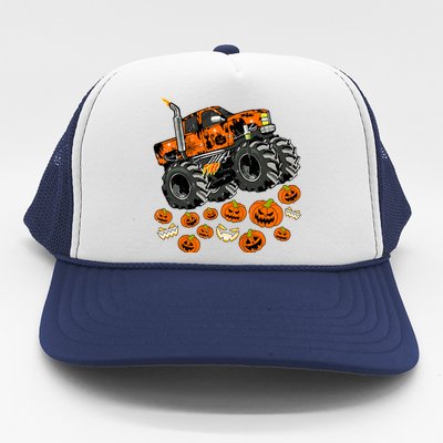 Jack O Lantern Pumpkin Monster Truck Halloween Costume Trucker Hat