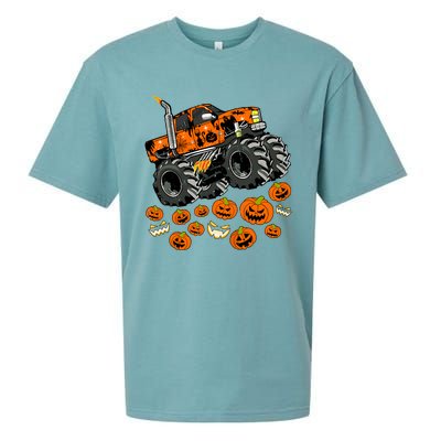 Jack O Lantern Pumpkin Monster Truck Halloween Costume Sueded Cloud Jersey T-Shirt