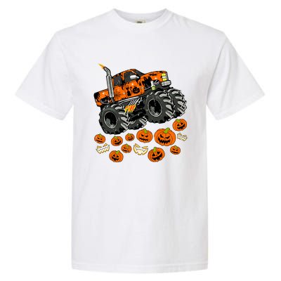 Jack O Lantern Pumpkin Monster Truck Halloween Costume Garment-Dyed Heavyweight T-Shirt