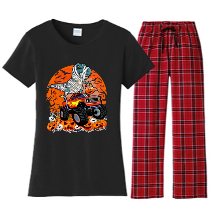 Jack O Lantern Pumpkin Monster Truck Halloween Costume Women's Flannel Pajama Set