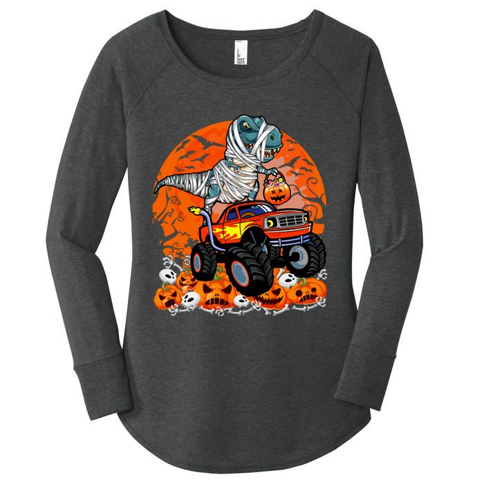 Jack O Lantern Pumpkin Monster Truck Halloween Costume Women's Perfect Tri Tunic Long Sleeve Shirt