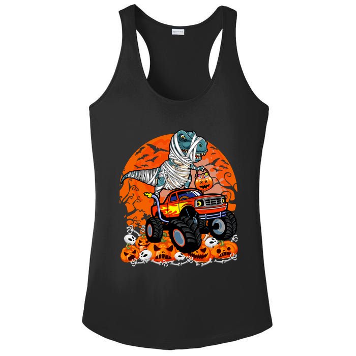 Jack O Lantern Pumpkin Monster Truck Halloween Costume Ladies PosiCharge Competitor Racerback Tank