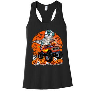 Jack O Lantern Pumpkin Monster Truck Halloween Costume Women's Racerback Tank