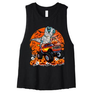 Jack O Lantern Pumpkin Monster Truck Halloween Costume Women's Racerback Cropped Tank