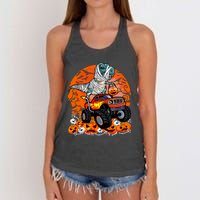 Jack O Lantern Pumpkin Monster Truck Halloween Costume Women's Knotted Racerback Tank