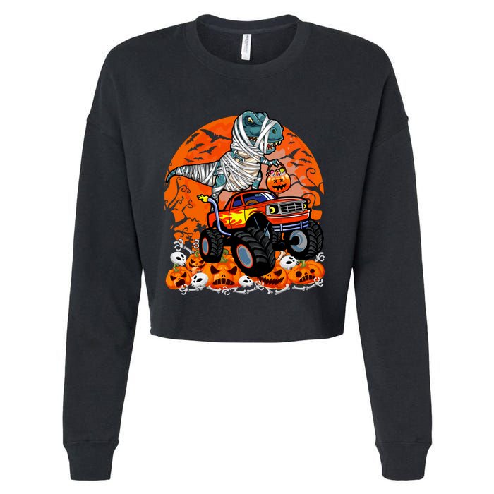 Jack O Lantern Pumpkin Monster Truck Halloween Costume Cropped Pullover Crew