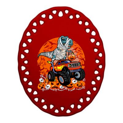 Jack O Lantern Pumpkin Monster Truck Halloween Costume Ceramic Oval Ornament