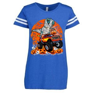 Jack O Lantern Pumpkin Monster Truck Halloween Costume Enza Ladies Jersey Football T-Shirt