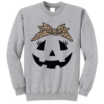 Jack O Lantern Pumpkin Leopard Face For Girl Halloween Tall Sweatshirt