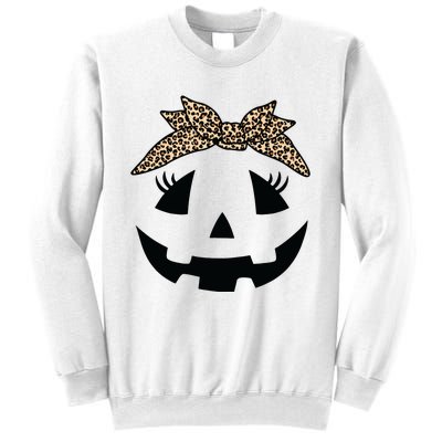 Jack O Lantern Pumpkin Leopard Face For Girl Halloween Sweatshirt