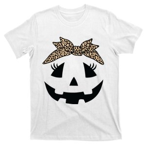 Jack O Lantern Pumpkin Leopard Face For Girl Halloween T-Shirt