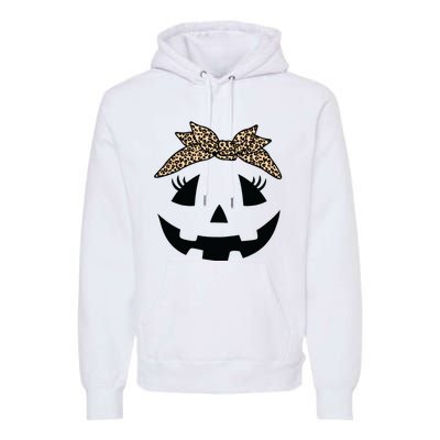 Jack O Lantern Pumpkin Leopard Face For Girl Halloween Premium Hoodie