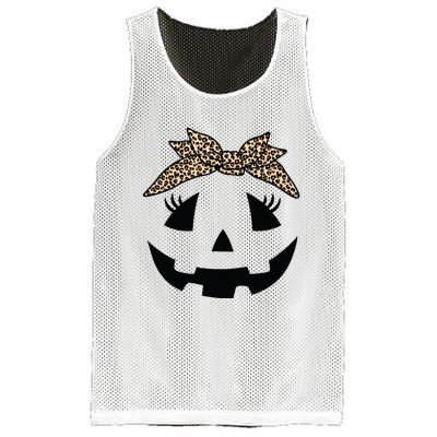 Jack O Lantern Pumpkin Leopard Face For Girl Halloween Mesh Reversible Basketball Jersey Tank