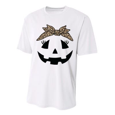 Jack O Lantern Pumpkin Leopard Face For Girl Halloween Performance Sprint T-Shirt